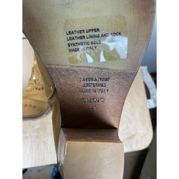 Sundance Leather Heavily Studded Side Zip Leather Made in Italy Boots Size 41 - Picture 8 of 8